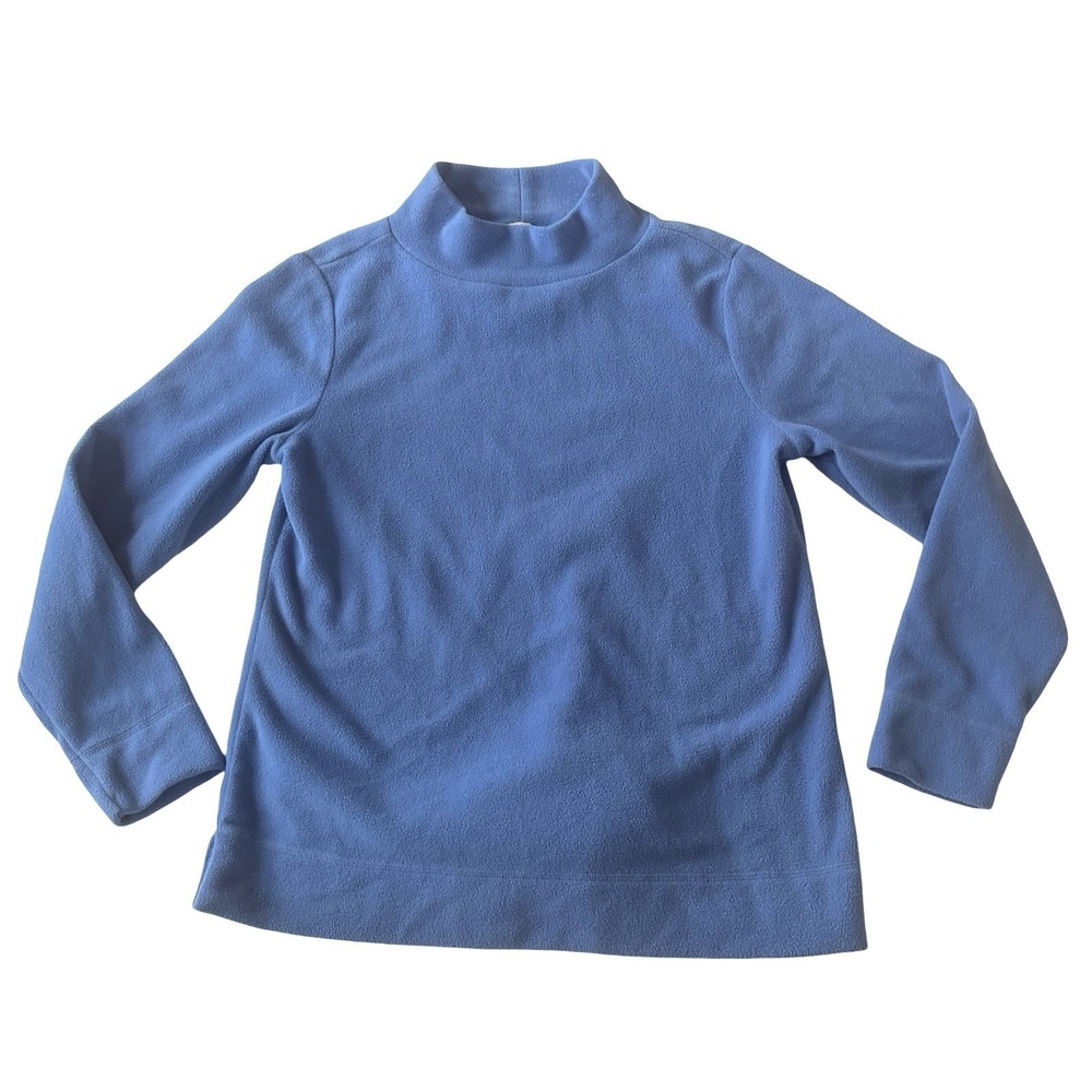Talbots Petites Size MP Cornflower Blue Mock‎ Neck Fleece Long Sleeve Shirt